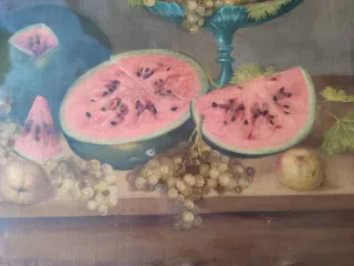 Cuadro antiguo bodegón frutas