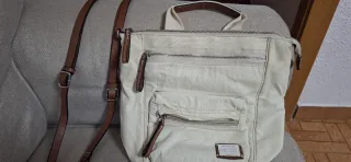 Bolso Mochila Beige y Marrón