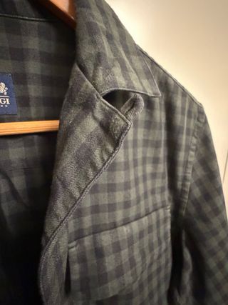 Sobre camisa cuadros verde-negro franela M