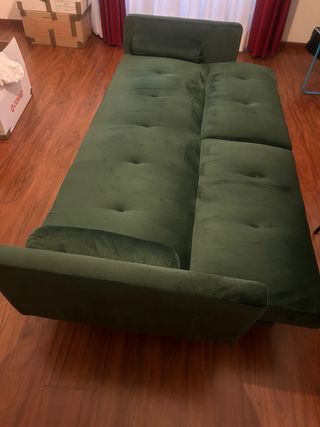 Divano letto 3 posti Deghi velluto verde