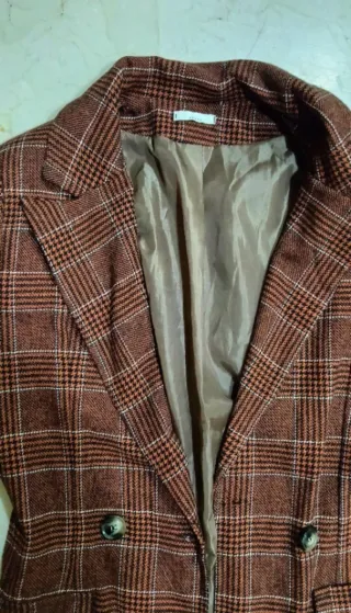 Chaqueta Americana Cuadros Teja