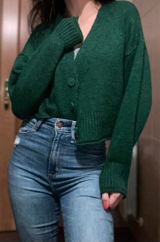 Stradivarius cárdigan verde corto talla XS