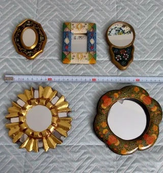 Set di 5 mini specchi decorativi artigianali