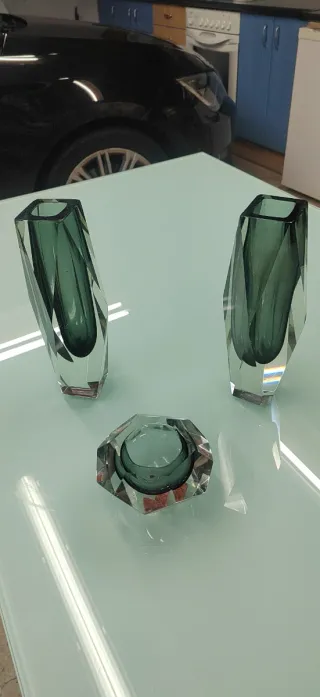 Set di tavolo in vetro Murano grigio