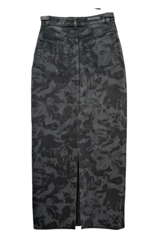 Gonna Balenciaga Denim Floreale nera grigia