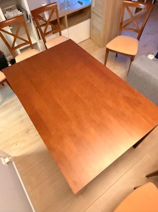 Mesa comedor extensible y 6 sillas madera