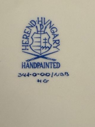 Piattino Herend porcellana decoro floreale blu