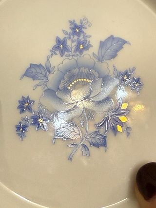 Piattino Herend porcellana decoro floreale blu