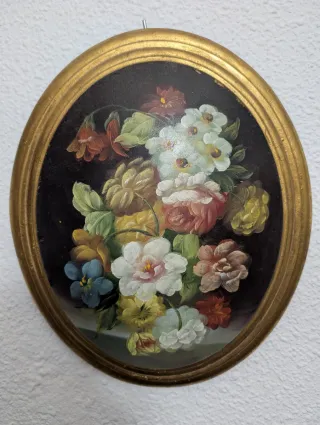 Quadri ovali antichi in olio su legno