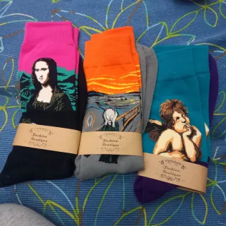 3 paia calzini con stampe artistiche