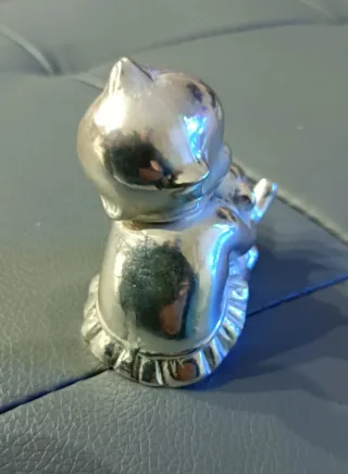 Kewpie statuina bambina e orsetto placcata Argento