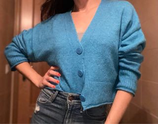 Cárdigan Stradivarius Azul Talla S