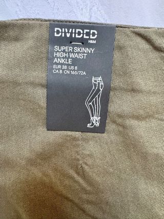 Pantalón H&M Super Skinny Talla 38 Verde Oliva
