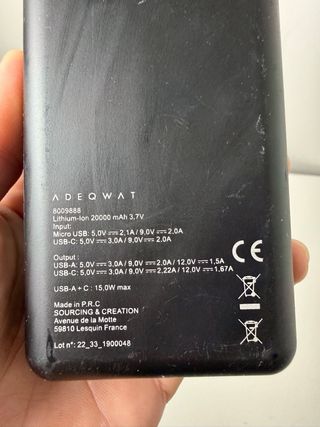 Adeqwat Cargador Batería Portátil Externa