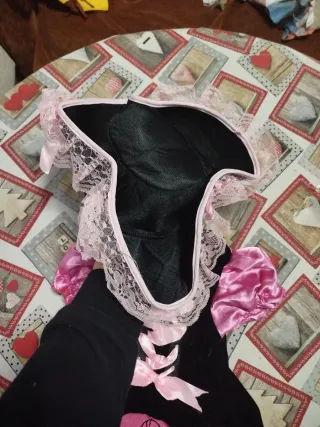 Disfraz Pirata Niña Negro y Rosa