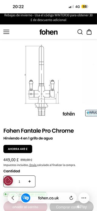 Grifo Fohen con filtro té