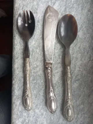 3 Posate Argento 800 e Corno