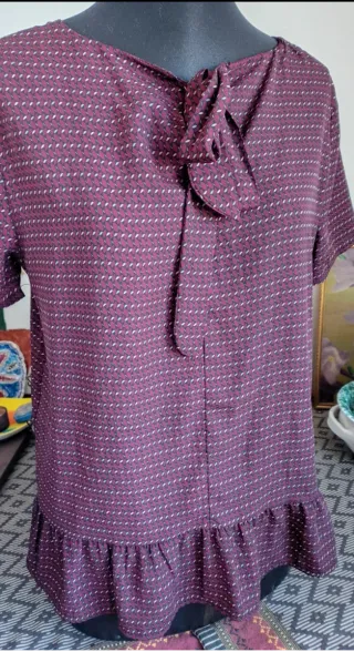 Blusa con fiocco effetto seta taglia M