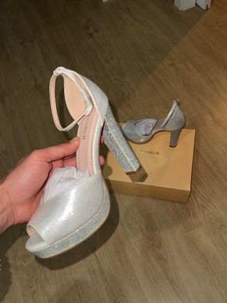 Zapatos MENBUR plateados plataforma 36/37/38/39/40