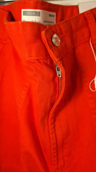 Pantalones Baggy Bershka Rojo Talla M, EUR38