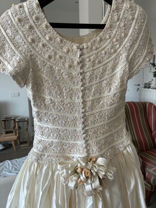 Vestido de Novia Seda Salvaje y Guipur Talla 38