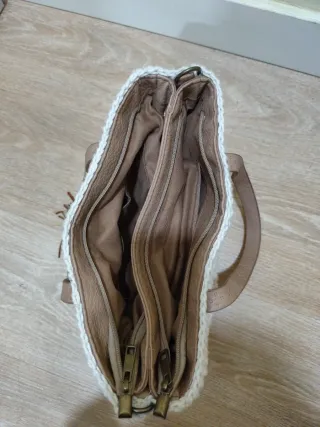 Bolso crochet beige y marrón hecho a mano