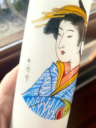 Juego 2 jarrones opalina japoneses vintage