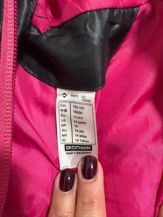 Chaqueta deportiva niña Quechua negra y rosa