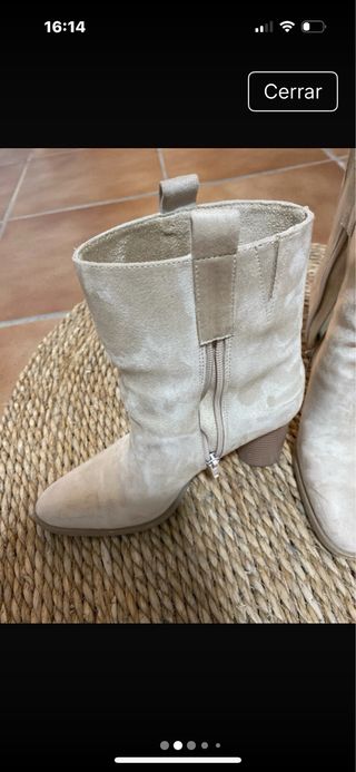 Botines beige tacón