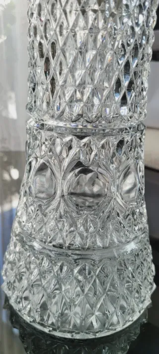 Jarra Cristal Tallado y Metal Plateado