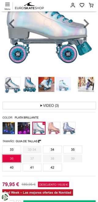 Patines 4 Ruedas Holográficos T36
