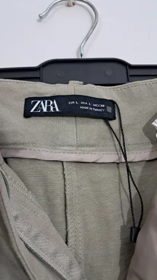 Pantalón ancho Zara beige mujer