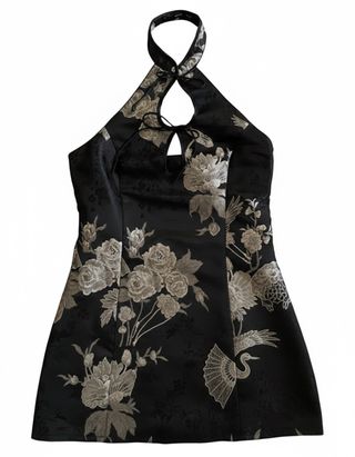 Vestido oriental Mango negro y dorado