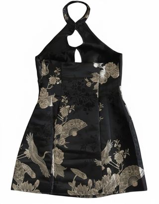 Vestido oriental Mango negro y dorado