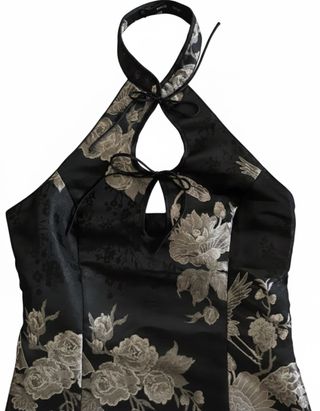 Vestido oriental Mango negro y dorado