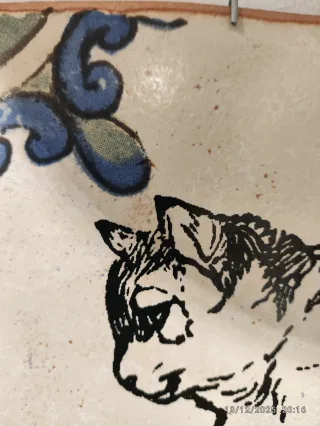 Baldosa cerámica decorada El gato manda