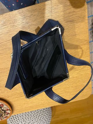 Bolso piel azul marino vintage