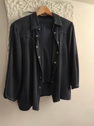 Conjunto chaqueta y falda mujer color azul vaquero