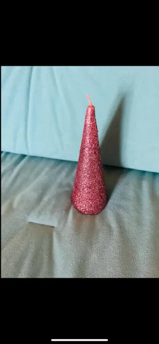 Candela con brillantini rosa