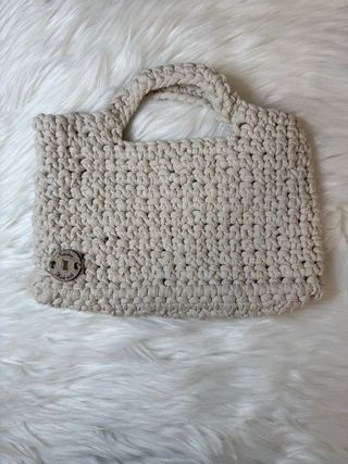 Borsa uncinetto beige fatta a mano