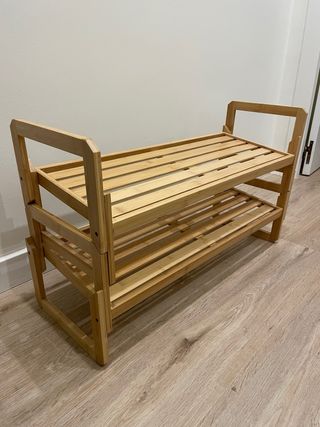 Zapatero de bambú de 2 niveles