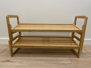 Zapatero de bambú de 2 niveles