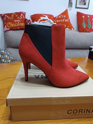 Botines Corina Rojos Mujer Tacon Alto
