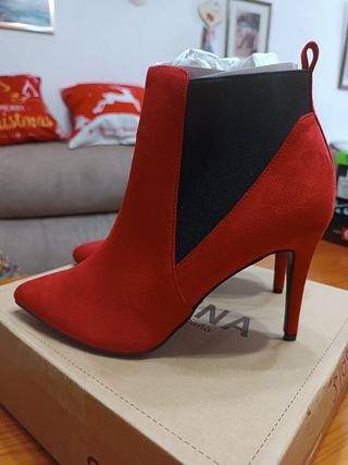 Botines Corina Rojos Mujer Tacon Alto