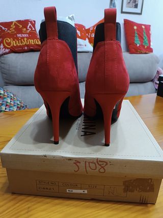 Botines Corina Rojos Mujer Tacon Alto
