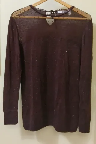 Suéter fiesta transparencia berenjena