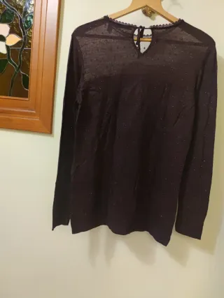 Suéter fiesta transparencia berenjena