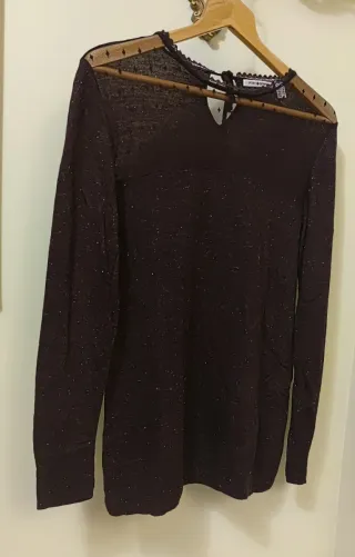 Suéter fiesta transparencia berenjena