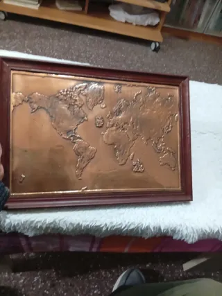Quadro Vintage Mondo in Metallo e Legno