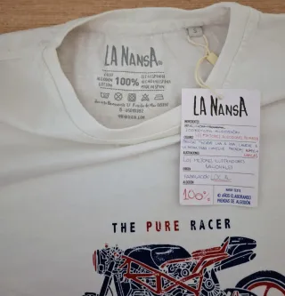 Camiseta La Nansa Blanca Talla S Moto.  Nueva